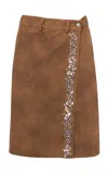 Des_phemmes Faux Suede Wrap Skirt In Tan