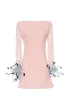 Des_phemmes Feather Cuff Shift Mini Dress In Brown
