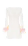 Des_phemmes Feather Cuff Shift Mini Dress In White
