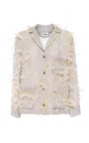 Des_phemmes Feather-embellished Pajama Shirt In Purple