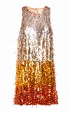 Des_phemmes Feather Sequined Shift Mini Dress In Green