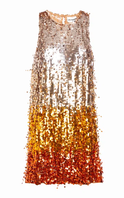 Des_phemmes Feather Sequined Shift Mini Dress In Green