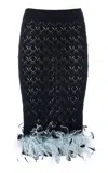 Des_phemmes Feather-trimmed Knit Midi Tube Skirt In Black