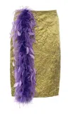 Des_phemmes Feather-trimmed Slit Suit Skirt In Green
