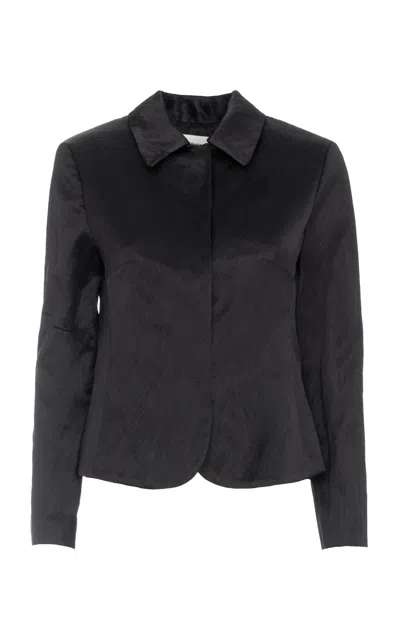 Des_phemmes Fitted Satin Blazer In Black