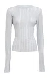 Des_phemmes Floating Ribbed Knit Sweater Top In Blue