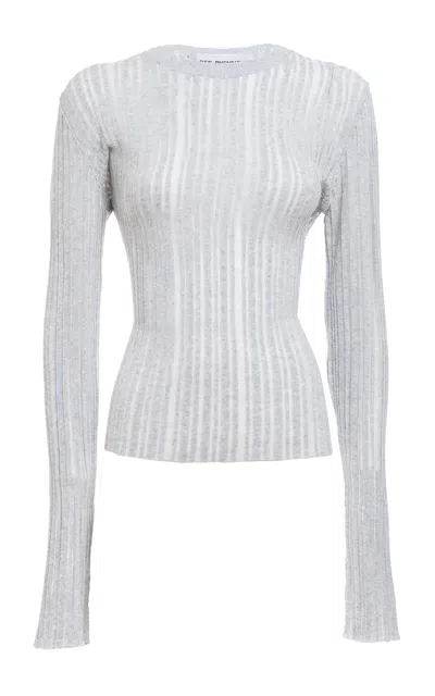 Des_phemmes Floating Ribbed Knit Sweater Top In Blue