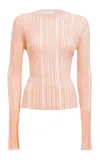 Des_phemmes Floating Ribbed Knit Sweater Top In Tan
