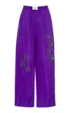 Des_phemmes Floral-embellished Pajama Pants In Purple