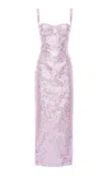 Des_phemmes Floral Jacquard Bustier Midi Dress In Pink