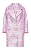 Des_phemmes Floral Jacquard Longline Cocoon Coat In Pink