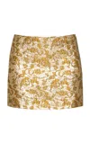 Des_phemmes Floral Jacquard Mini Skirt In Gold