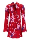 Des_phemmes Floral-print Bow Mini Dress In Red
