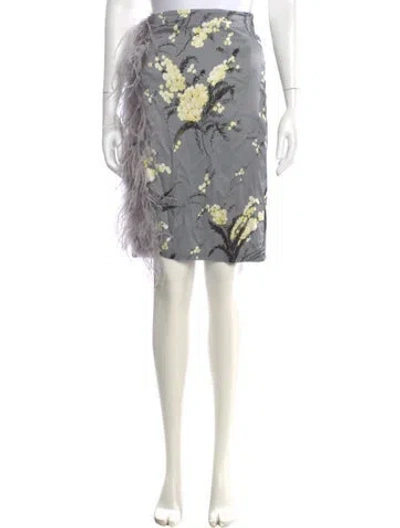 Pre-owned Des_phemmes Floral Print Knee-length Skirt In Gray