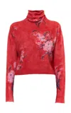 Des_phemmes Floral Print Knitted Turtleneck In Red