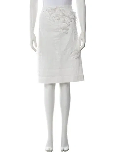 Pre-owned Des_phemmes Floral Print Midi Length Skirt In White