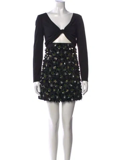 Pre-owned Des_phemmes Floral Print Mini Dress In Black