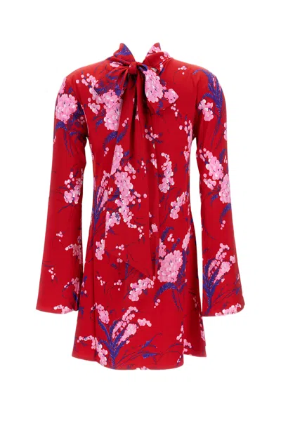 Des_phemmes Floral Print Mini Dress With Back Bow Detail In Multi