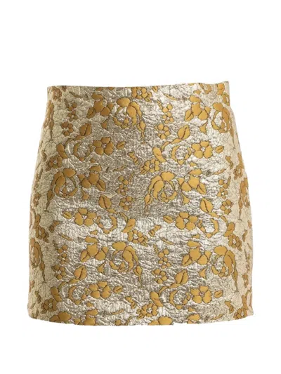 Des_phemmes Floral-brocade Skirt In Multi