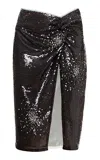 Des_phemmes Full Sequin Sarong Skirt In Dark Grey