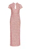 Des_phemmes Geometric Sequined Qipao Maxi Dress In Pink