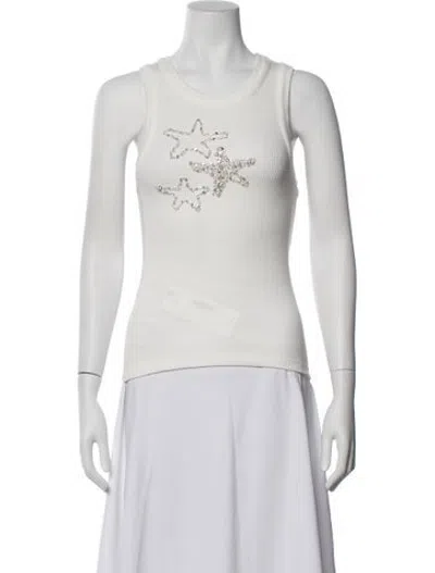 Pre-owned Des_phemmes Graphic Print Crew Neck Top In White