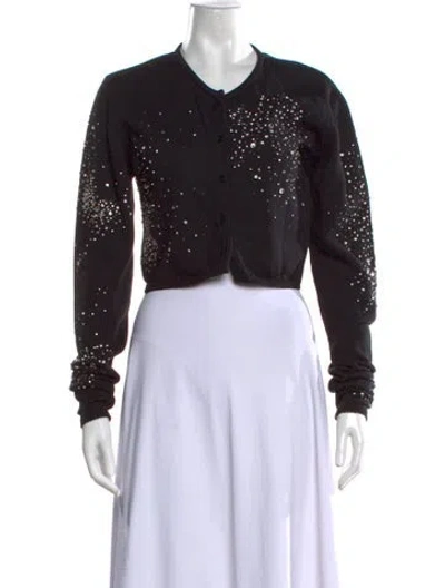 Pre-owned Des_phemmes Graphic Print V-neck Sweater In Black