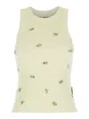 Des_phemmes Green Top With Crystals Decorations On The Front In Cotton Woman In Green