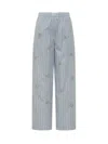 Des_phemmes Grey Stripes Relaxed Elasticated Pants In Multi