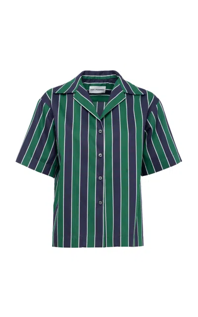 Des_phemmes Hawaiian Striped Poplin Shirt In Animal Print