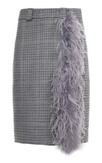 Des_phemmes Houndstooth Wrap Skirt In Dark Grey