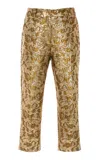 Des_phemmes Jacquard Tailored Capri Pants In Gold