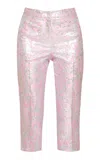 Des_phemmes Jacquard Tailored Capri Pants In Pink