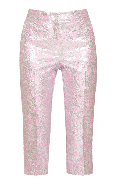 Des_phemmes Jacquard Tailored Capri Pants In Pink