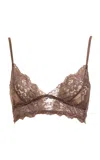 Des_phemmes Lace Bralette Crop Top In Brown