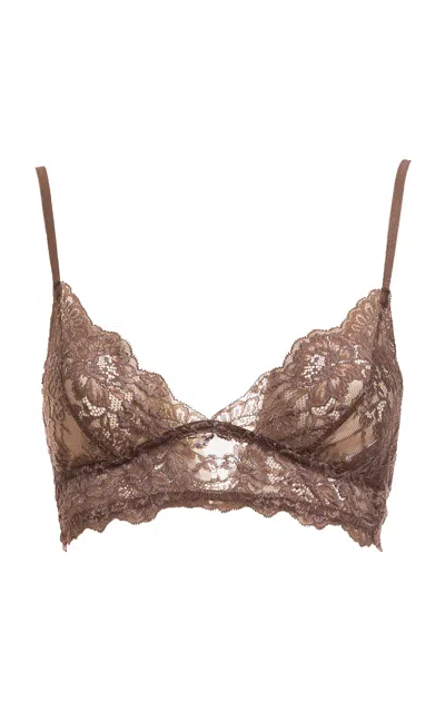 Des_phemmes Lace Bralette Crop Top In Brown