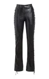 Des_phemmes Lace-up Eco-leather Flared Pants In Black