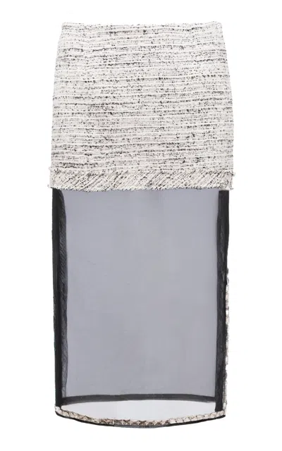Des_phemmes Layered Cotton-blend Midi Skirt In Gray
