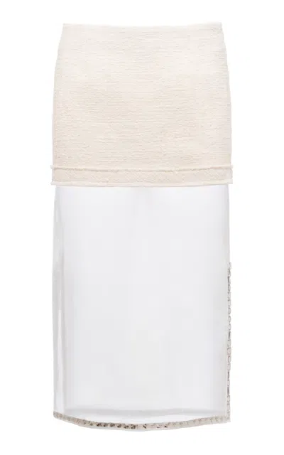 Des_phemmes Layered Cotton-blend Midi Skirt In White