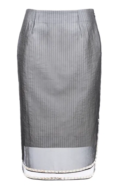 Des_phemmes Layered Twill Midi Skirt In Gray