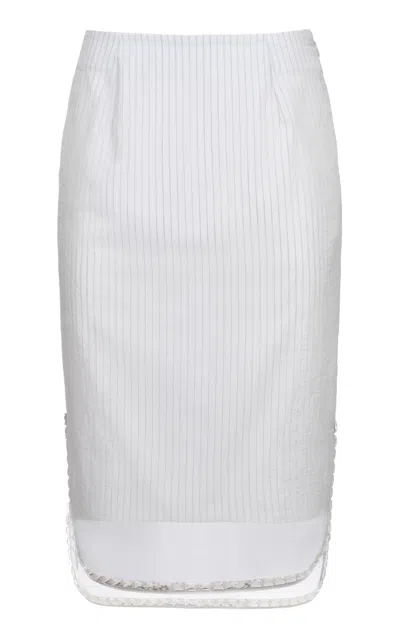 Des_phemmes Layered Twill Midi Skirt In White