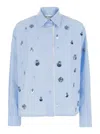 Des_phemmes Light Blue Shirt With Classic Collar And Embellishments On The Front In Blue