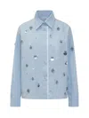Des_phemmes Light Blue Shirt With Classic Collar And Embellishments On The Front In Blue