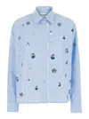 Des_phemmes Light Blue Shirt With Classic Collar And Embellishments On The Front In Blue