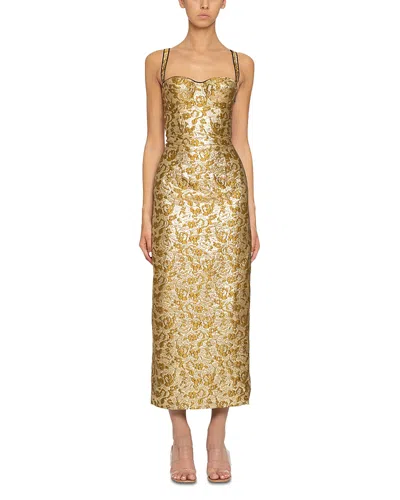 Des_phemmes Long Bustier Dress In Gold