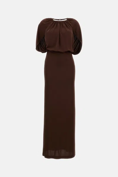 Des_phemmes Long Cape Dress In Brown