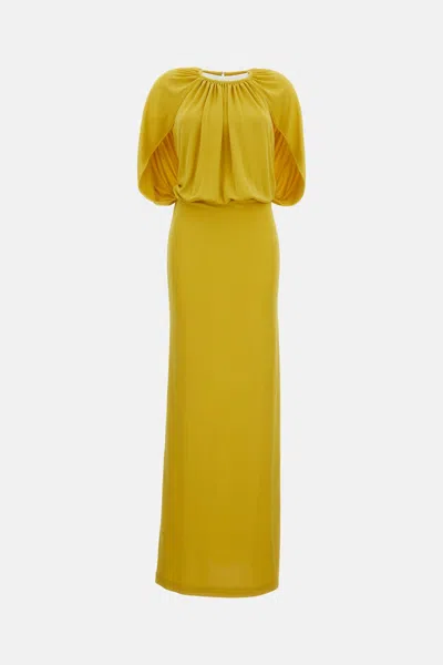 Des_phemmes Long Cape Dress In Yellow