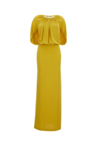 Des_phemmes Long Cape Dress In Yellow