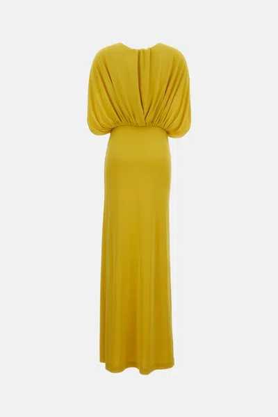 Des_phemmes Long Cape Dress In Yellow
