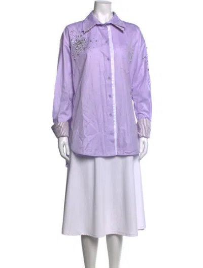 Pre-owned Des_phemmes Long Sleeve Button-up Top In Purple